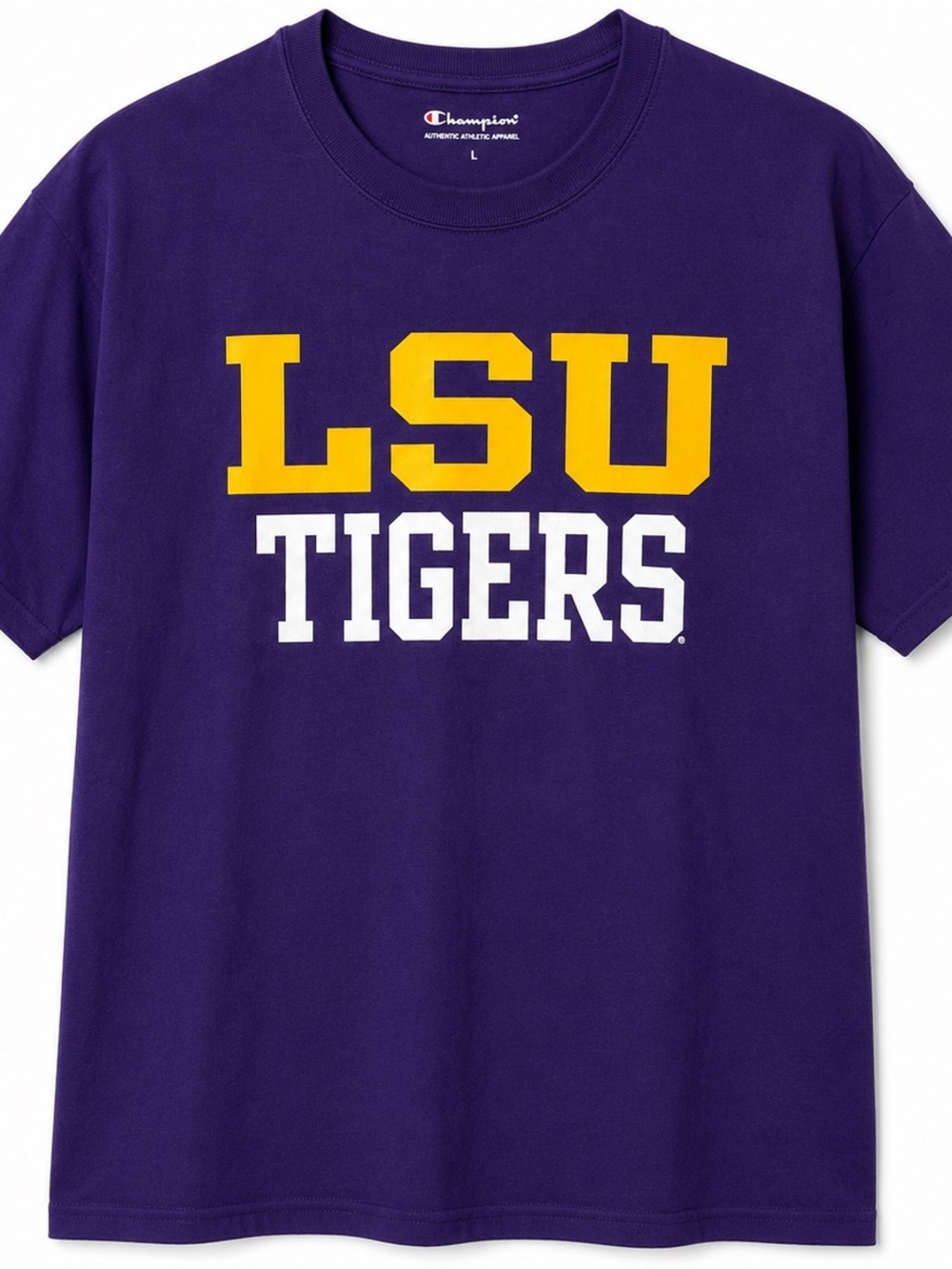 Champion LSU Tigers Graphic Tee Purple NCAA College Shirt Size L